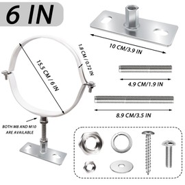 2 Sets 6 Inch Adjustable Pipe Bracket Heavy Duty Adjustable Clamp Bracket with Screw & Expansion Tube Wall Support Chimney Pipe Holder for Plastic Ventilation Pipe Chimney Drainage Tube
