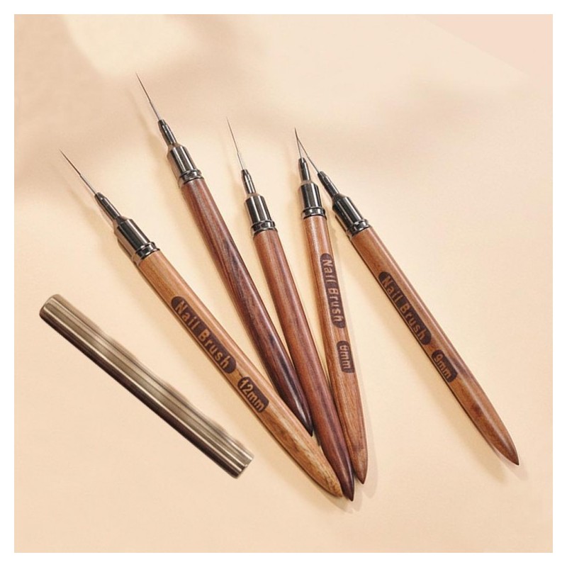 Pingsho52 Deluxe Nail Art Detail Brush Set - 5 Wooden