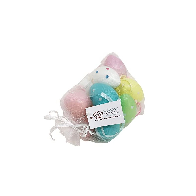 FloristryWarehouse Hanging Easter Eggs 6cm Pastel Polka Dot x 12