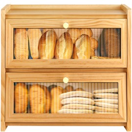 Bread Box for Kitchen Countertop, Breadbox, Bread Boxes for Kitchen Counter Organizer Decor Storage, Wooden Storage Box Breadbox, Housewarming Birthday Wedding Christmas Gift