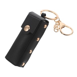 minkissy Vintage Lipstick Holder Keychain Portable Lipstick Pouch for Travel Stylish Lip Gloss Organizer Chic Cosmetic Case Keyring for Women Black