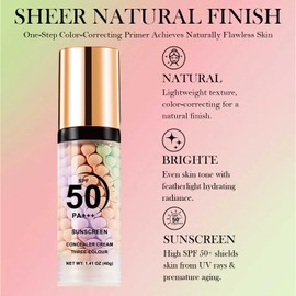 3 In 1 Primer for Face Before Makeup, Sunscreen Isolation Cream, SPF 50, One Step Color Corrector Face Primer, Moisturizing, Waterproof and Oil Control Makeup Primer