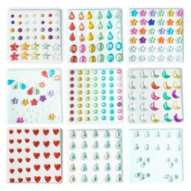 UUYYEO 9 Sheets Self Adhesive Face Jewels Makeup Gem Stickers Bling Crystal Stickers Stick on Rhinestones Make Up Diamonds Small Heart Gem Stickers for Women