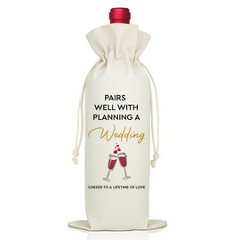 LAGZDFC LAGZDFC Wedding Wine Champagne Gifts Bag, Reusable Wine Wrap Bags, Wedding Planner Engagement Gifts for Couple Bride Mr Mrs, Bachelorette Party Favor, Bridal Shower Present for Friend Newlyweds