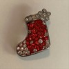 NOOSA 18mm Snap Bead -Christmas Stocking Red with Clear Crystals & Bow- XMAS, Winter