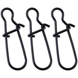 Alwonder Pack of 50 Matte Black Snaps Fishing Hooks for Spin Fishing Stainless Steel Bait Snap Fresh-Saltwater Fishing Swivels Fishing Accessories Available in Various Sizes Leader Swivels, High Load
