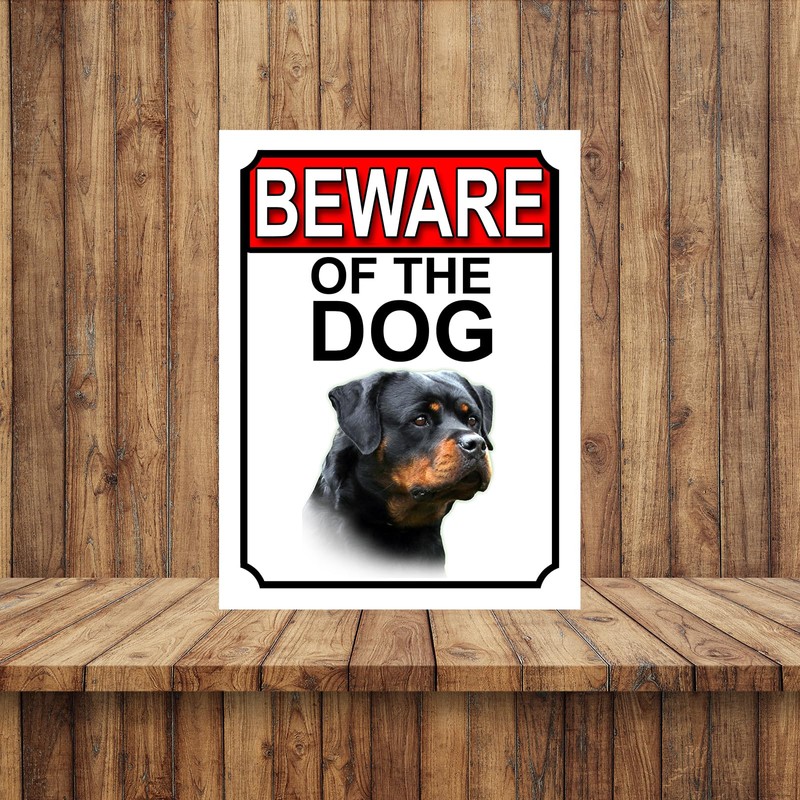 BEWARE OF THE DOG METAL GATE SIGN ROTTWEILER 200MM X