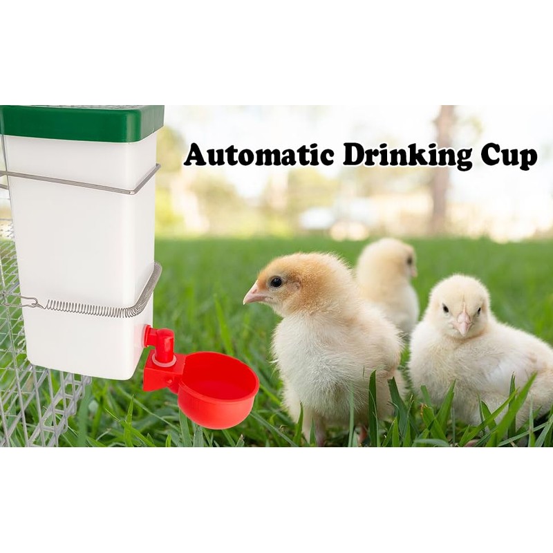 1L Hanging Chicken Drinker with Cup and Holder, Automatic Drinking