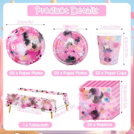 81Pcs Birthday Decorations, Mouse Party Decorations Kids' Party Tableware Set, Birthday Party Plates Cups and Napkins Tablecloth 20 Guests