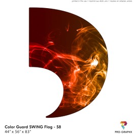 Pro-Graphx Color Guard Flag For Marching Band Color Guard, Curved Rectangle Indoor Winter Competition, Colorguard Performance SWING FLAG PGFS8 - Colored Smoke Red