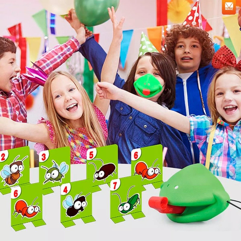 Maíz Juego Mesa Rana Camaleon Lengua Atrapa Cartas Insectos