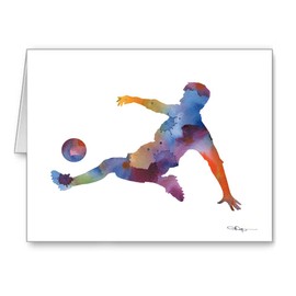 Soccer Player Set of 10 Art Note Cards by Watercolor Artist DJ Rogers