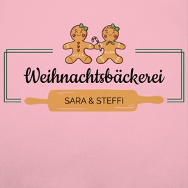 Geschenk mit Namen personalisiert by Shirtracer - Apron - Christmas Apron Women - Christmas Bakery Gingerbread Woman, 02 Pink