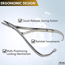 Dental Orthodontic Mathieu Pliers - Ligature Orthodontic Tool Stainless Steel Needle Holder Dental Pliers for Braces Elastic Ligatures Locking Elastic Placing Plier (Needle Holder - 5.5")