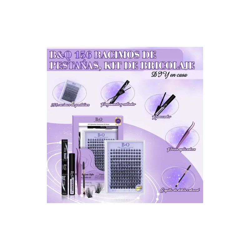 Kit de Extensiones de Pestañas Negras Curvatura D para Aplicación