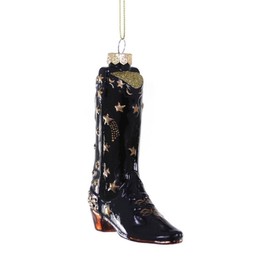 Cody Foster & Co Black Cosmic Cowboy Boot Blown Glass Hanging Ornament GO-9970