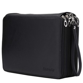 Shulaner 200 Slots Colouring Pencil Case with Zip Large PU Pencil Case 200 Pencil Case Organiser - Black
