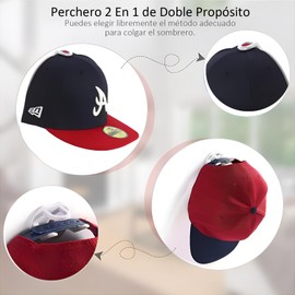 Paquete de 16 Ganchos Adhesivos para Sombrero, Gancho para Sombrero para Gorras de Béisbol, Estante para Gorras, sin Perforación, Bastidores para Sombrero para Pared, Puerta, Clóset (Negro)