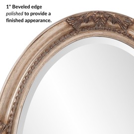 Howard Elliott Queen Ann Oval Antique Silver Leaf Wall Mirror, Oval Bevelled Hanging Wood Framed Vanity Mirrors for Home Decor, Living Room, Bathroom, Bedroom, or Hallway, 25 x 33 Inch