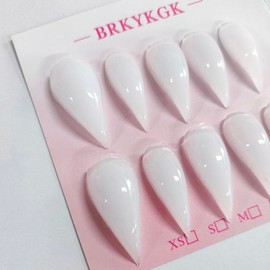 Handmade Press on Nails Medium Curved Stiletto Nail White Thick Acrylic Fake Nails Bright False Nails with 3D Eagle Hawk Curve Sculptural Designs Cat Claws Sturdy Nail Art Claw Nail 10Pcs(S)