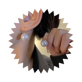 Allereya Vintage Mermaid Pearl Dangle Earrings Pearl Drop Earrings White Pearl Hook Earrings Round Pearl Stud Earrings Jewelry for Women and Girls