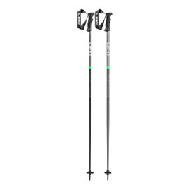 LEKI QNTM Lightweight Aluminum Ski Poles for Alpine Skiing - Black-Llight Anthracite-Neongreen - 130 cm