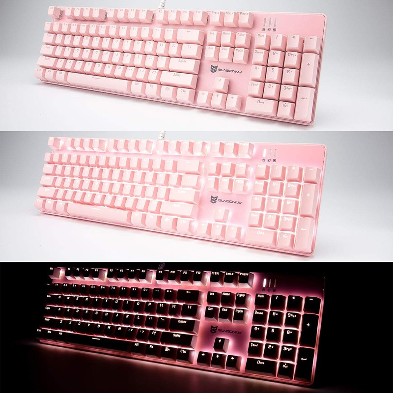 Merdia Mechanical Keyboard Gaming Keyboard | Red Switch Pink Backlit