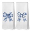 XPH Chinoiserie Bows Kitchen Dish Towels Set of 2, Trendy Preppy Blue and White Porcelain Bows Gifts for Women Girls, Coquette Girly Hand Towels Kitchen Bathroom Tea Towels Decorations, 16x24inch