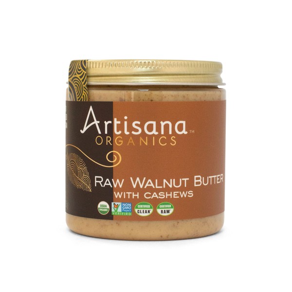 Artisana Organics Raw Walnut Butter with Cashews | No Sugar Added, Just Two Ingredients - Vegan, Paleo, and Non GMO, 9oz Jar