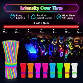 Glow Sticks - Glow sticks bulk party pack - 8" Glow in the Dark Party Supplies Light Sticks for Neon Party Glow Necklaces and Bracelets for Kids or Adults (GS01)