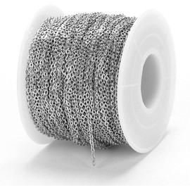 10m Rollo De Extensor De Cadena De Acero Inoxidable,Cadena de eslabones trenzados de acero inoxidable con carrete para hacer collares y joyas (1.5mm)