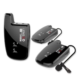 LENSGO Wireless Lavalier Microphone System, LWM-308C 30 Channel UHF Professional Omnidirectional Wireless Lapel Microphone with 2 Transmitters and 1 Receiver for Canon Nikon DSLR Camera Smartphone and