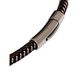 Fly Style Braided Leather Necklace for Men and Women, Black, Stainless Steel