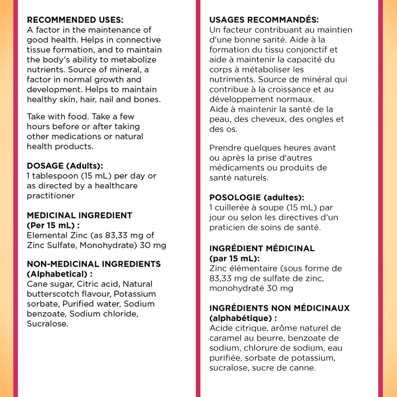 Wampole Zinc Liquid Extra Strength – Fast Liquid Absorption -