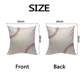HOSNYE Baseball Throw Pillow Case Cushion Covers Ball Stitches, Red Lace Seam Isolated Cotton Linen for Couch Bed Sofa Car Waist 18 x 18 inch