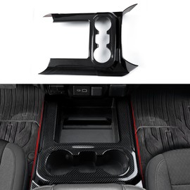 Car Sticker Center Console Front Cup Holder ABS Carbon Fiber Decal Interior Trim Cover for 2019-2025 Chevy Silverado | for 2019-2021 GMC Sierra 1500 2500 3500 HD Accessories