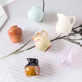 8pcs Mini Vase Magnets for Fridge, Tiny 3D Flower Plant Crafts Magnet Magnetic Vases, Cute Ceramic Vase Magnets for Refrigerator for Decor Kitchen Office or Sticking Notes on The Fridge