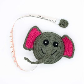 MagJo Elephant with Pink Ears Crochet Designed Animals Tape Measure