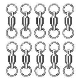 AZNABLE Ball Bearing Swivels Set of 10 High Strength Stainless Steel Swivel Lure Swivels Corrosion Resistant Saltwater Fishing Tackle (7#)
