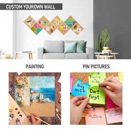 Cork Board Tiles - 4 Packs Adhesive Corkboards for Wall,Small Cork Board Decorations, Cork Board Squares, Cork Sheet Decorative Cork Board for Office, School & Home