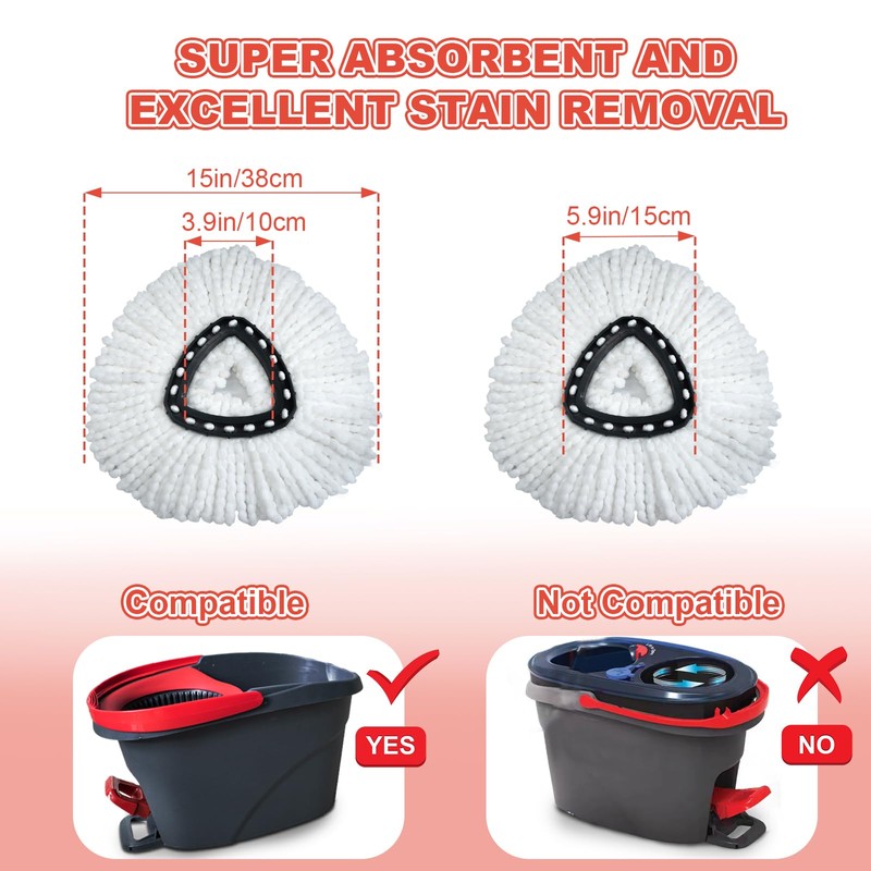 GFRED Set of 3 Mop Head Replacement Compatible With Vileda