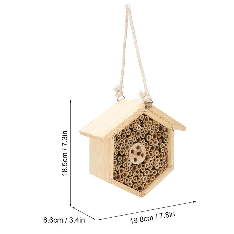 Wooden Bee House Decorative Hanging Insect House Insect Hotel for