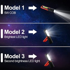 LED + COB Torches Inspection Lamp Camping Light, Hands-Free Garage Workshop Flashlight for Car, with Adjustable Bracket and Magnetic Base Design, Suitable for Emergency Use at Home Work (Red)