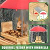 Carbonized Wood Squirrel Feeder with Umbrella, Squirrel Feeders for Outside