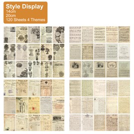 KQDRVINE 120 Sheets Scrapbook Paper 4 Styles Scrapbooking Paper, Vintage Craft Paper Scrapbook Stickers Design Paper, DIY Craft Paper Pattern for Scrapbooks, Diaries, Notebooks (14 x 20 cm)