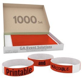 1000 Eintrittsbänder aus Tyvek zum selbst gestalten und bedrucken in Red von GA Event Solutions - Party Einlassbänder, Festival Armbänder für dein Event