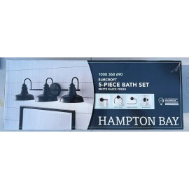 Elmcroft 29 in. 3-Light Matte Black Farmhouse Vanity with 4-Piece Bathroom Hardw