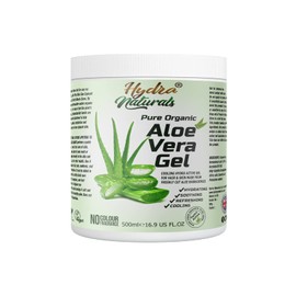 Hydra Naturals 100% Pure Organic Aloe Vera Gel 500ml Made from Freshly Cut Aloe for Face, Body, Hair, Sunburn, After Sun, Scars, Hydrating Cooling Refreshing Vegan Cruelty-free