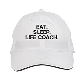 Makoroni - EAT Sleep EAT Sleep Life Coach Hat Adjustable Cap, DesW37 White