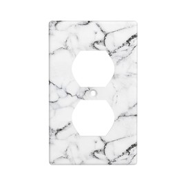 Wall Plate 1-Gang Duplex Device Receptacle White Marble Pattern Decorative Duplex Wall Plate Electrical Outlet Cover Universal Size 4.5 X 2.76 Inch